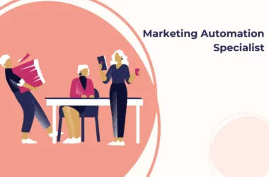 Illustration of a Marketing Automation Specialist at work in 2025, managing automated email campaigns and analyzing performance metrics.