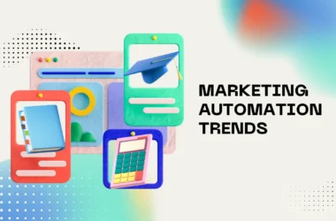 Illustration depicting 2025 marketing automation trends, including AI integration, omnichannel marketing, and personalized customer journeys.